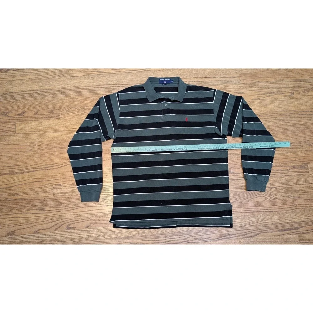 Polo Sport Rugby Shirt Men's Medium Multicolor Striped Long Sleeve Polo